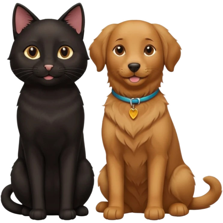 black cat and brown retriever emoji