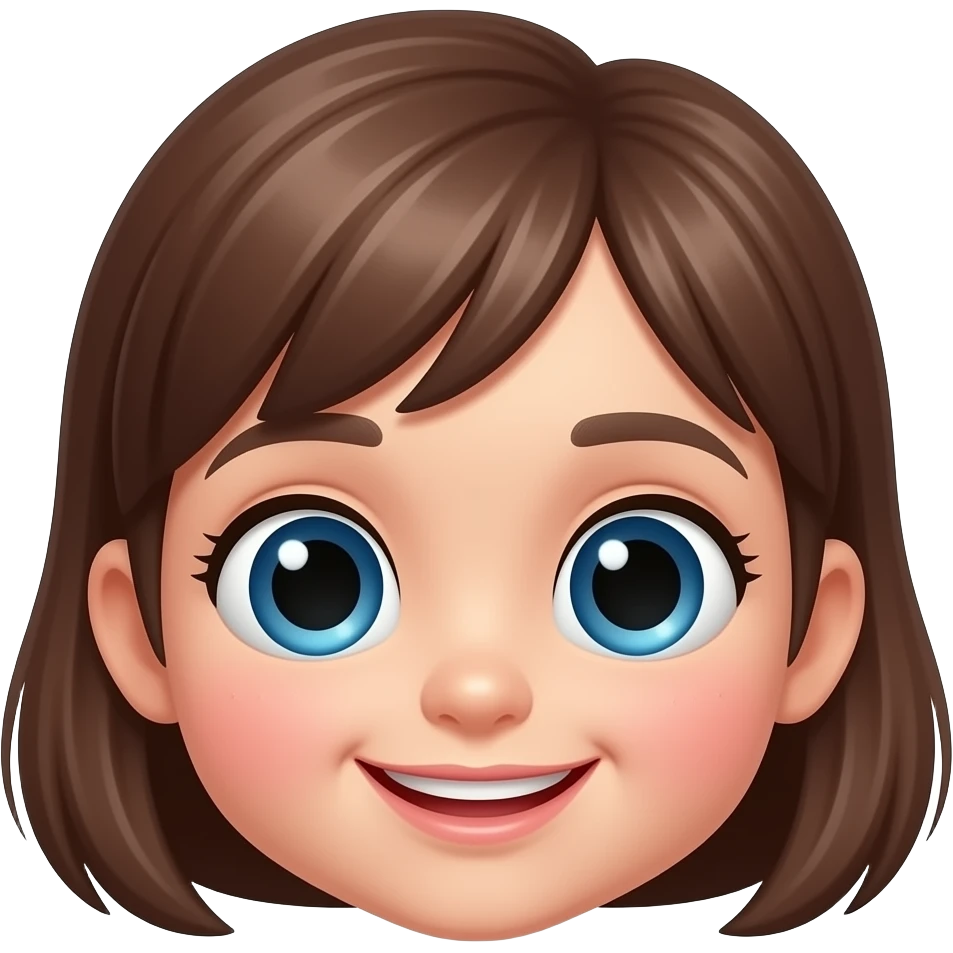 “adorable cartoon girl face, big shiny eyes, smiling, colorful, simple flat design” emoji