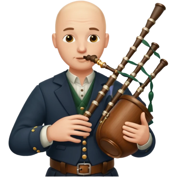 Bald guy playing bagpipes drinking whiskey  emoji