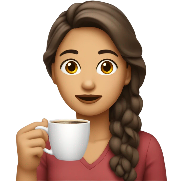 Chica blanca ,cabello corto y con un café en la mano  emoji