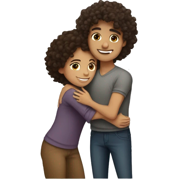 brunette curly hair girl hugging mixed mexican boy  emoji