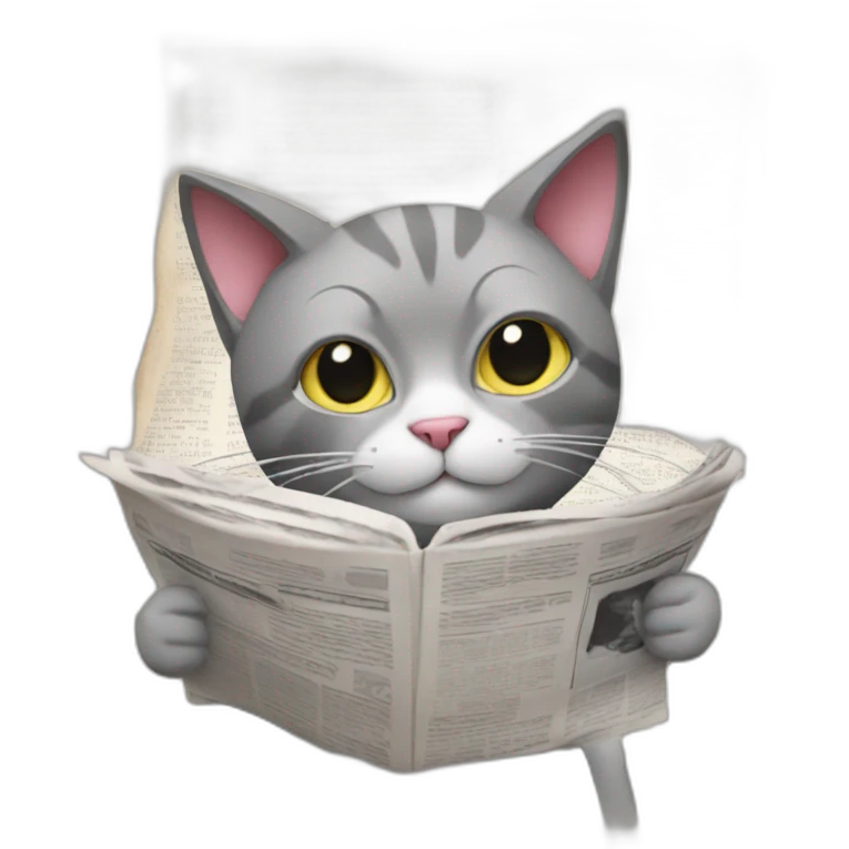 A cat reading a newspaper and sipping coffee emoji