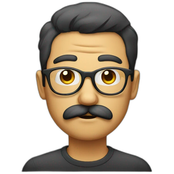 glasses and mustache man with a judgmental face expression emoji