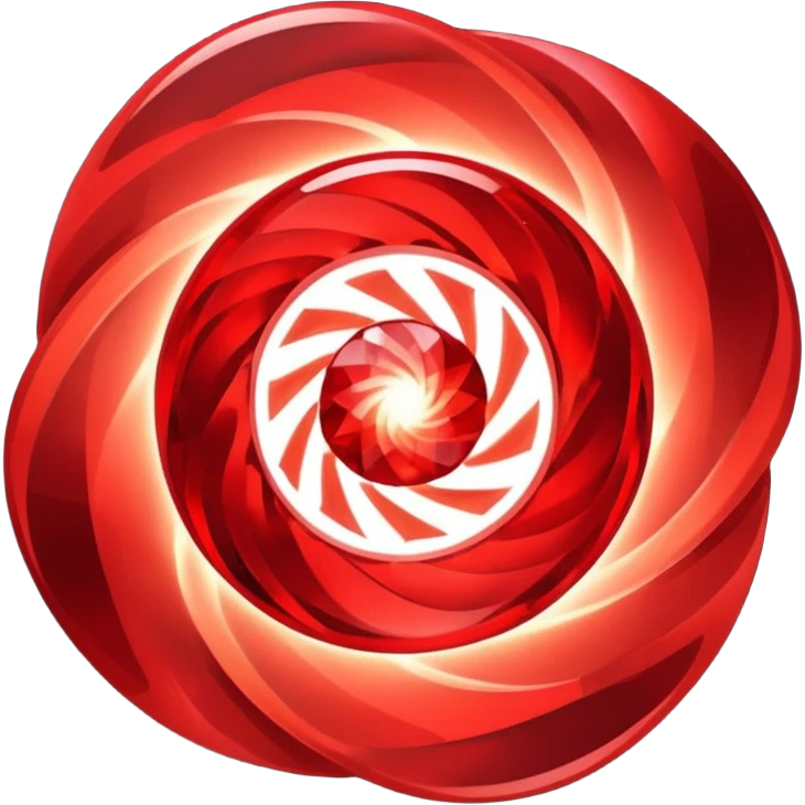 Red crystal with a red glow coming from its center. In the center of the crystal a $ emoji