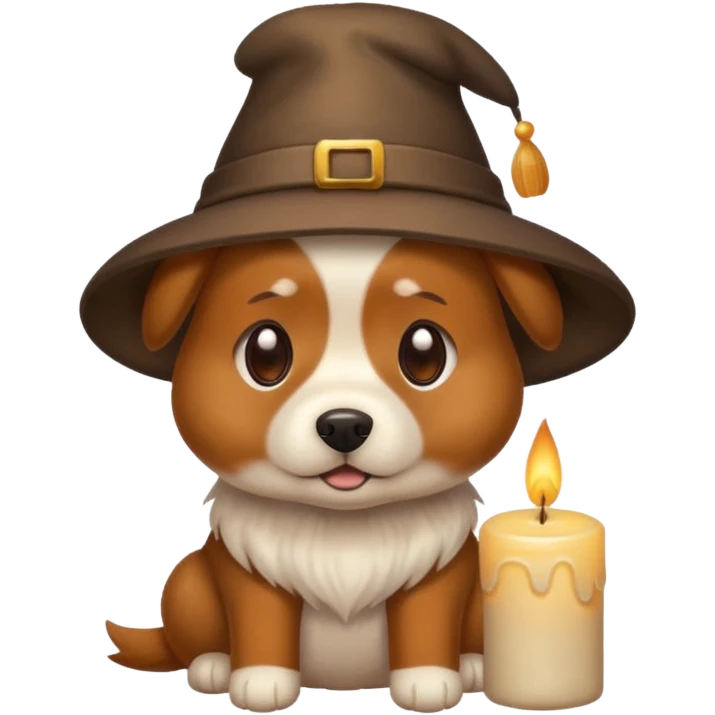Dog wearing a hat that says big ass luxuries with a candle next to him emoji