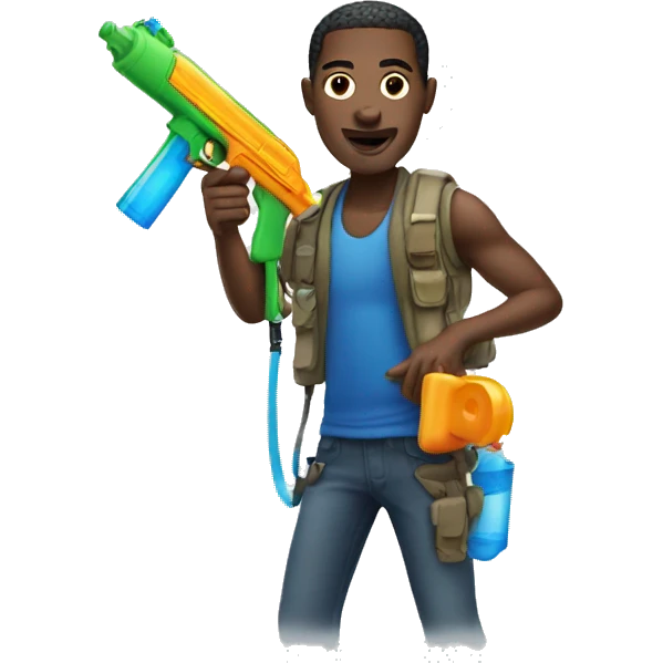 African American man with water gun  emoji