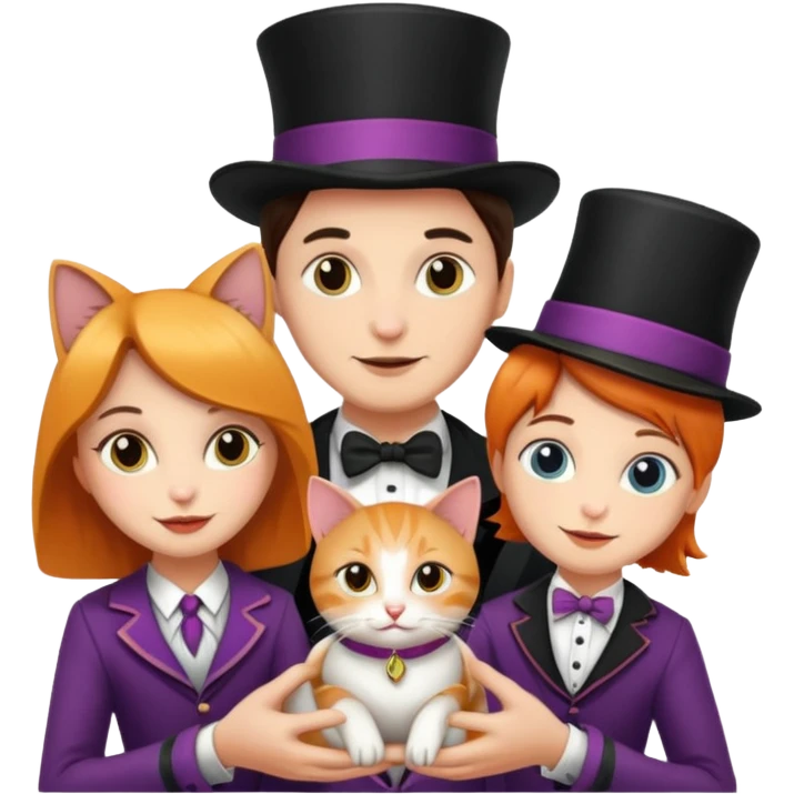 magician couple and their pet cat emoji