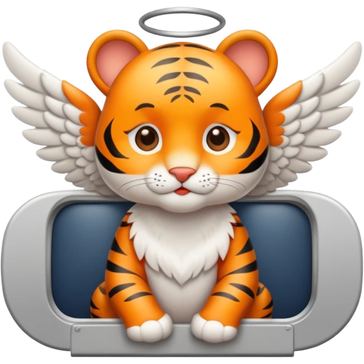 little tiger angel on airplane emoji