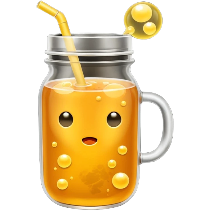 Make a orange tea boba with yellow bubbles cartoon no face emoji