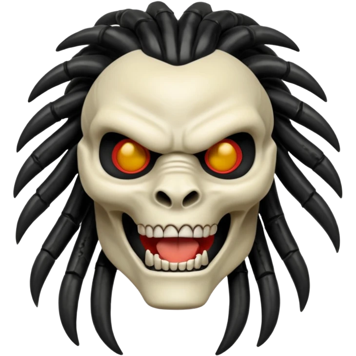 smiling bone predator from movie predator with rasta black hair emoji