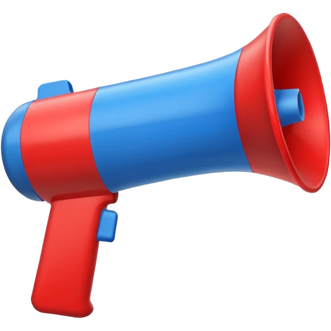 megafono de color rojo con azul emoji
