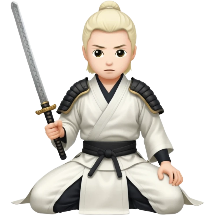kneeling samurai in white robes emoji