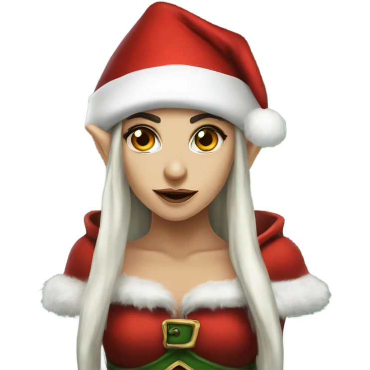 rogue female elf fantasy wearing santa hat emoji