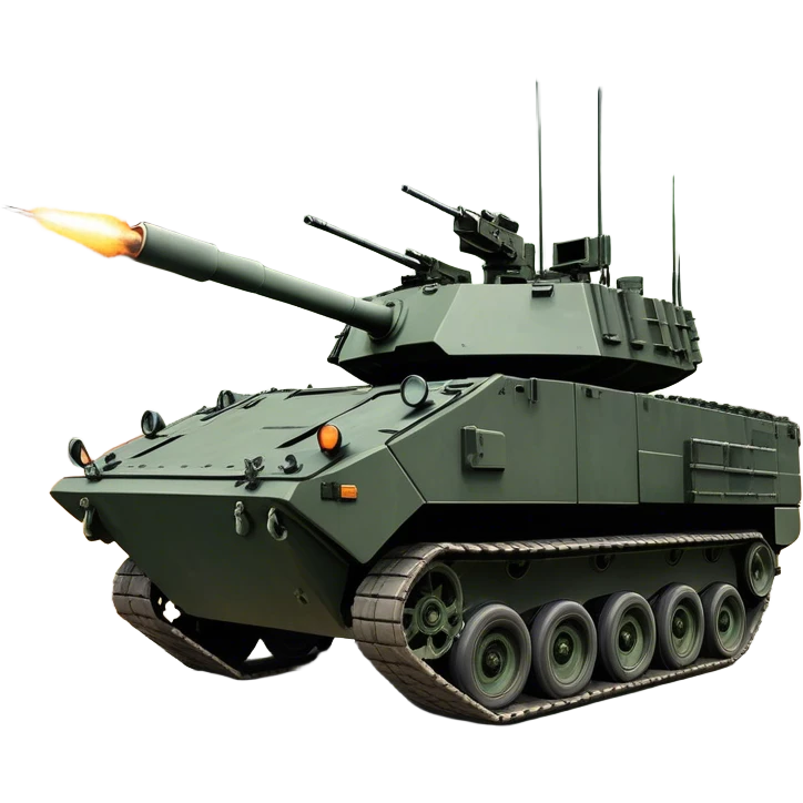 Stryker M1126 (2020) – Cinematic-realistic Stryker M1126 armored personnel carrier, its dark grey-green hull speeding down a war-torn street. The eight large wheels grip the cracked pavement as infantry hunker inside, the turret-mounted .50 cal machine gun scanning rooftops for threats under the eerie glow of distant fires. this tank has wheels and NOT TRACKS emoji
