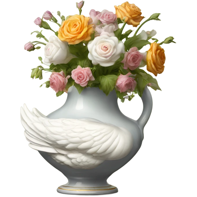 swan roccoco vase with flowers emoji