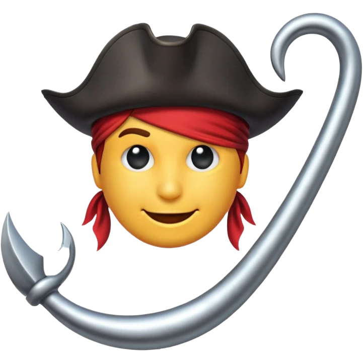 Pirate Hook, clean vector emoji, with rich details, no face on objects, white background emoji