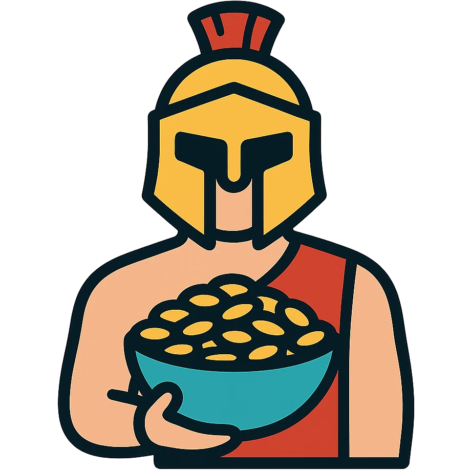 A gladiator holding a bowl of barley emoji