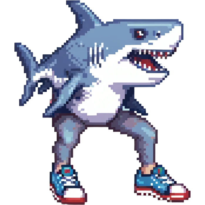 shark wearing shoes, simple background emoji