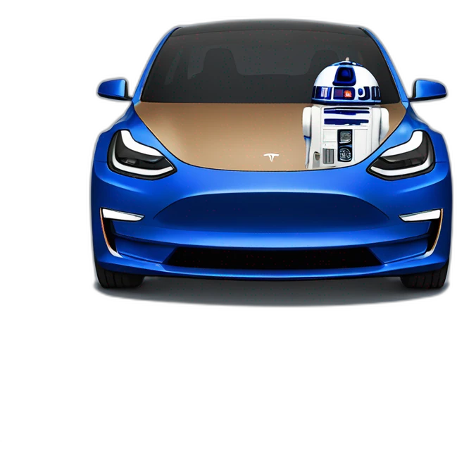 Tesla Model 3 with R2-D2 colours emoji