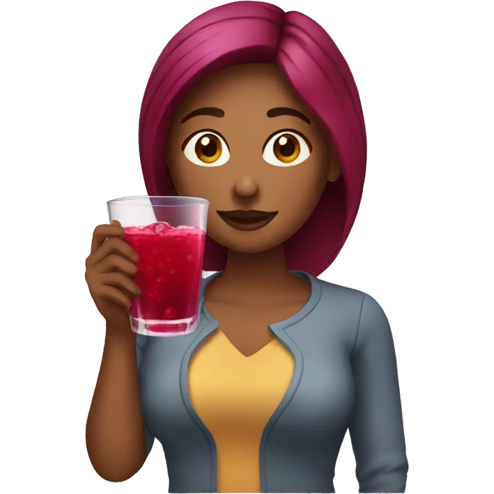 woman drinks cranberry juice emoji