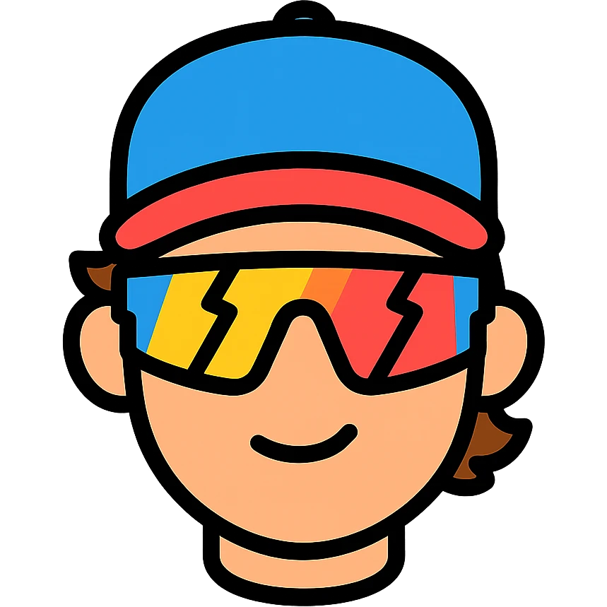 color outline icon of a baseball guy with brown hair, no beard, baseball cap, and Pit Viper sunglasses emoji
