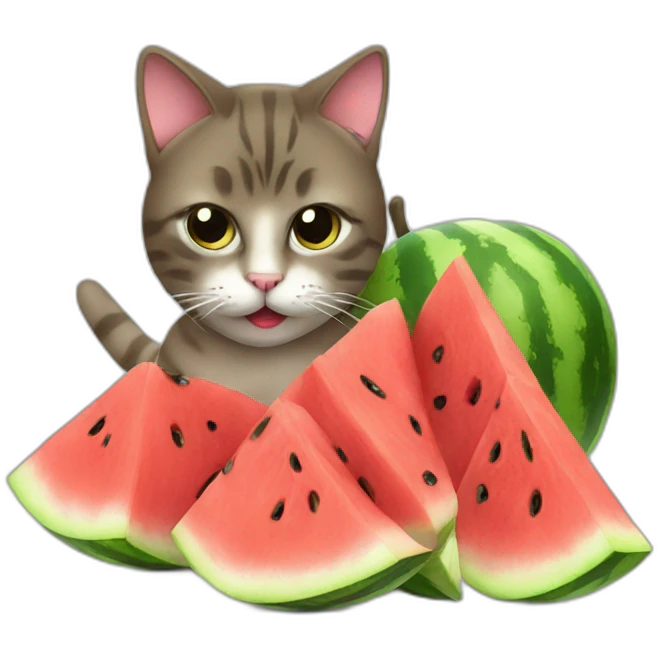 Cat eating watermelon emoji