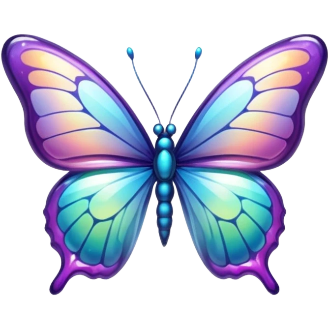 transparent butterfly shaped glass, shiny and translucent glass style emoji