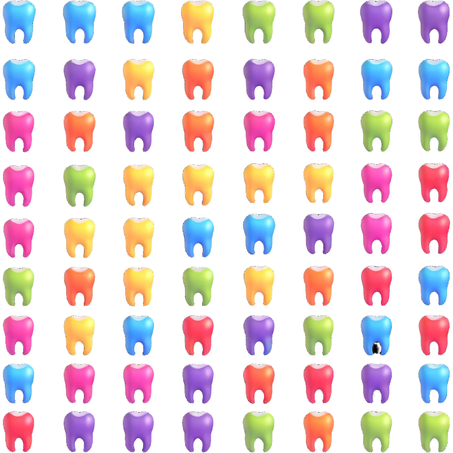 tooth app icons with different bright colors, dental application emoji