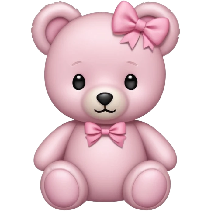 light pink adorable teddy bear with bow emoji