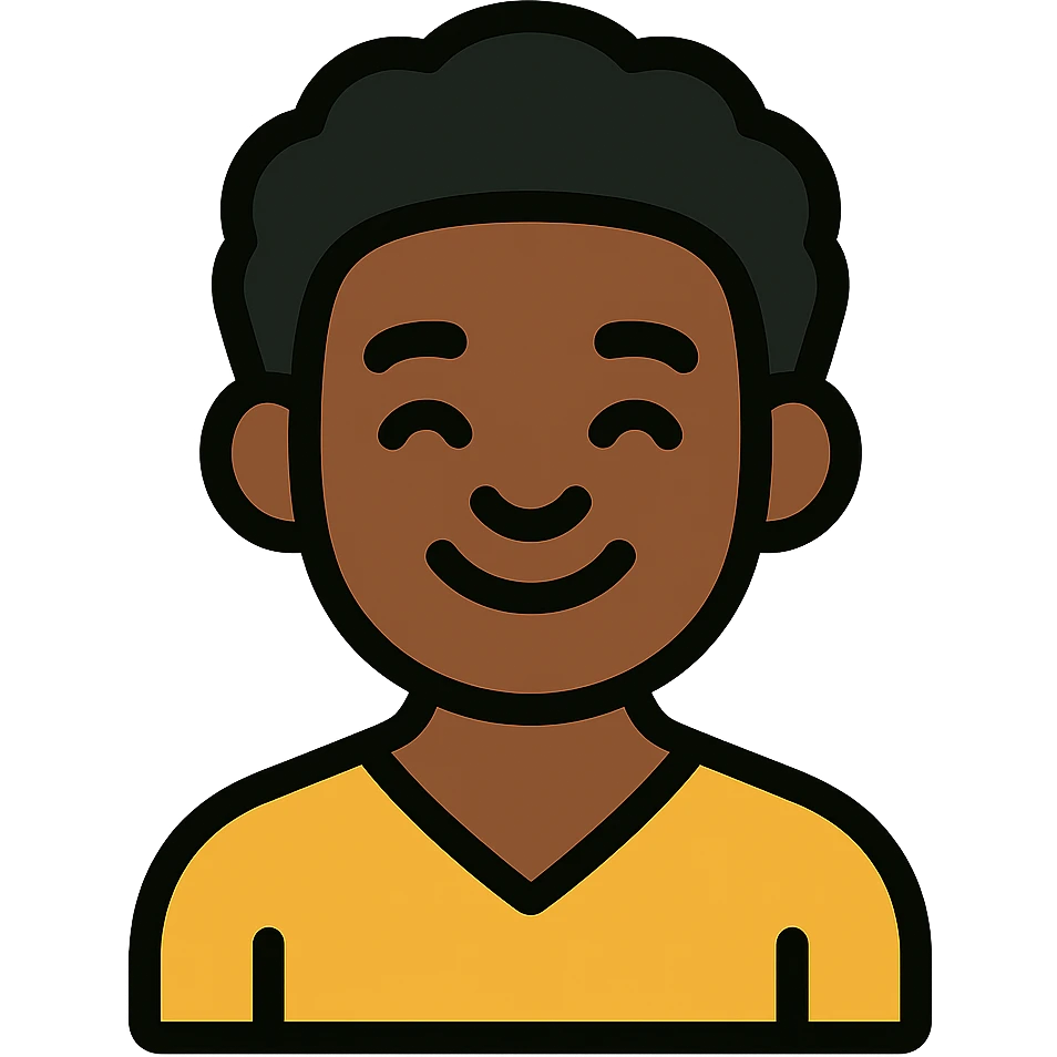 Make the Black person look younger while keeping the color outline icon style with no background. emoji