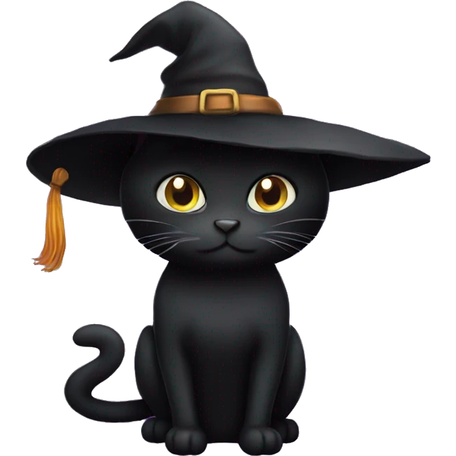 Black cat in a witch hat emoji