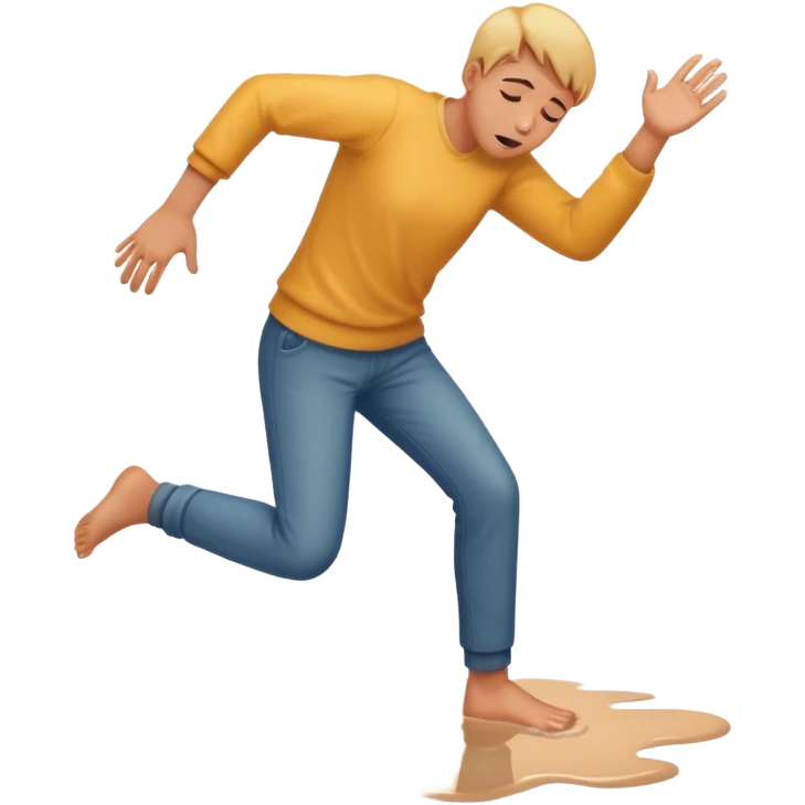 foot slipping on slippery floor emoji