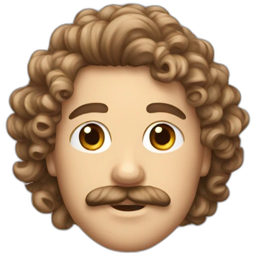 jonathan noble young long curly hair with mustache emoji