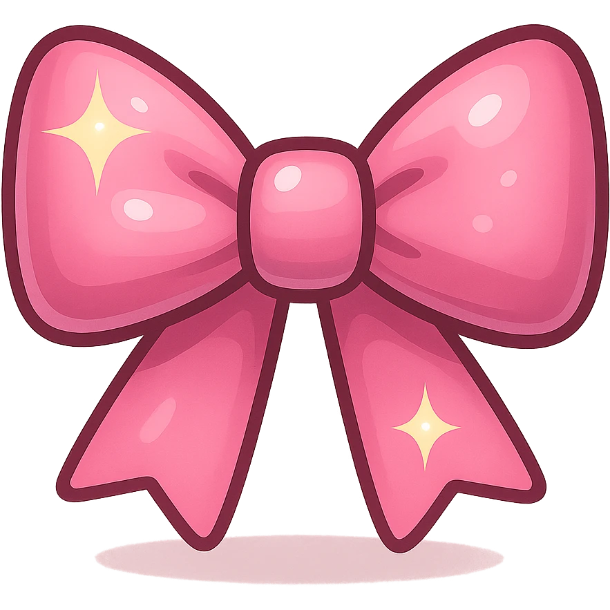 pink bow emoji, cute and shiny, with a gradient effect emoji