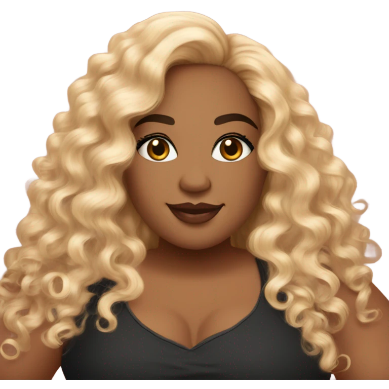 plus size lush peach skin long curly black hair emoji