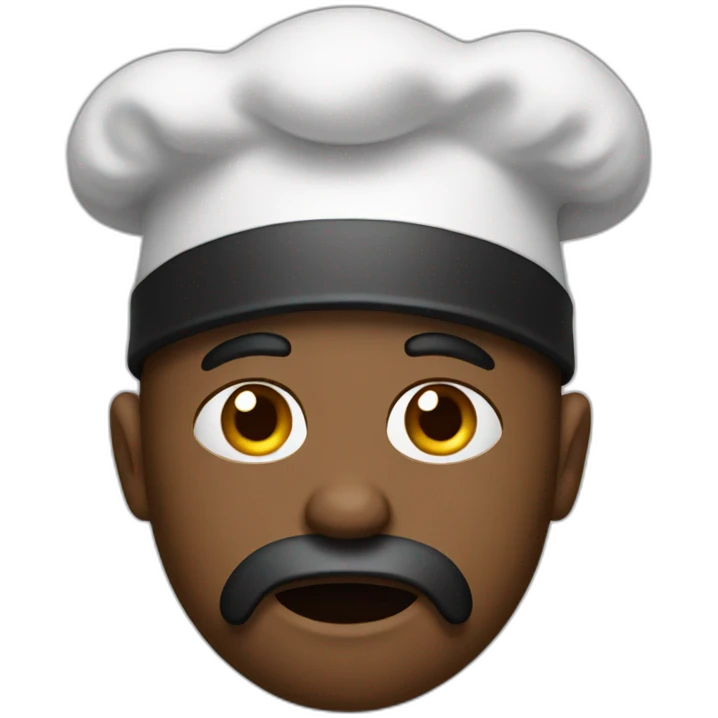 One Black with cheff hat and worried face emoji