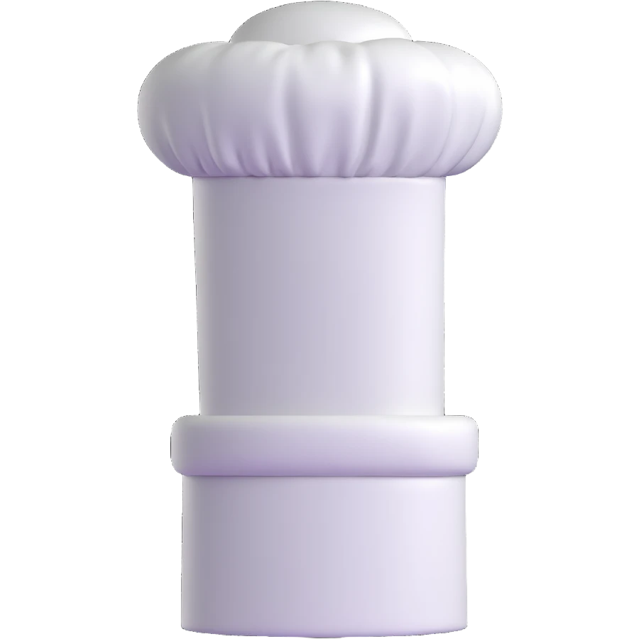 A traditional white chef's hat, tall and puffed, symbolizing culinary expertise emoji