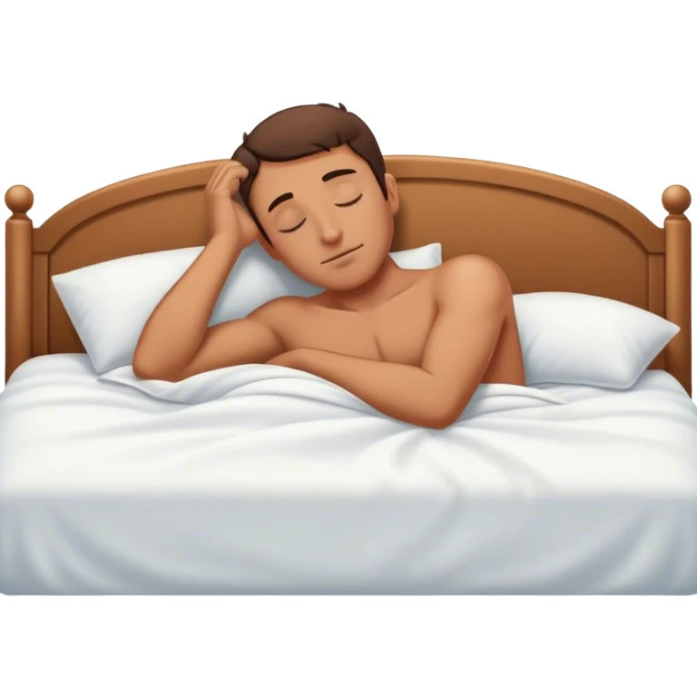 Shirtless man sleeping in a bed emoji