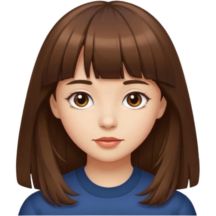 
girl with bangs and long brown hair emoji