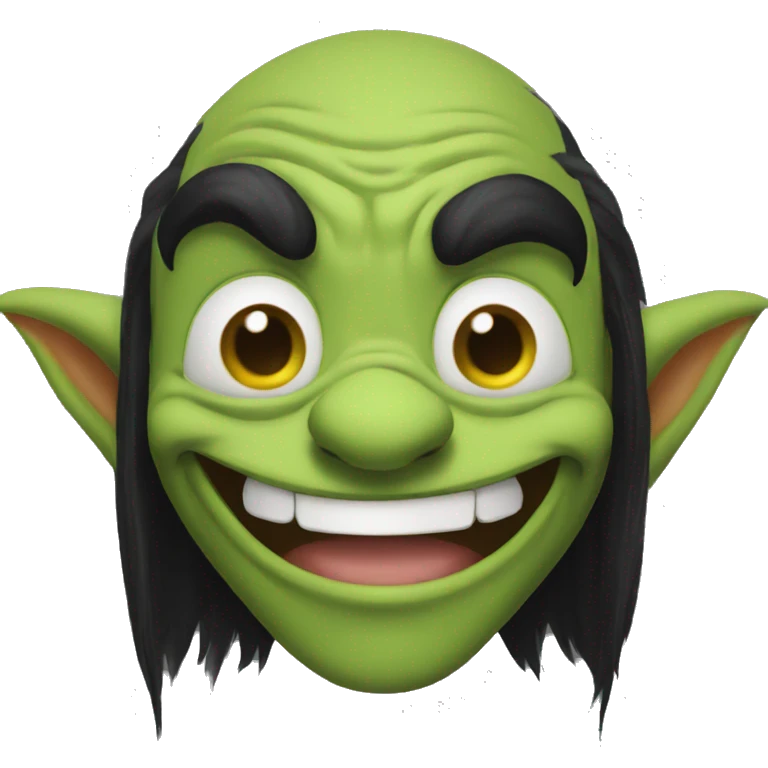 goblin dark long dark hair goofy smile emoji