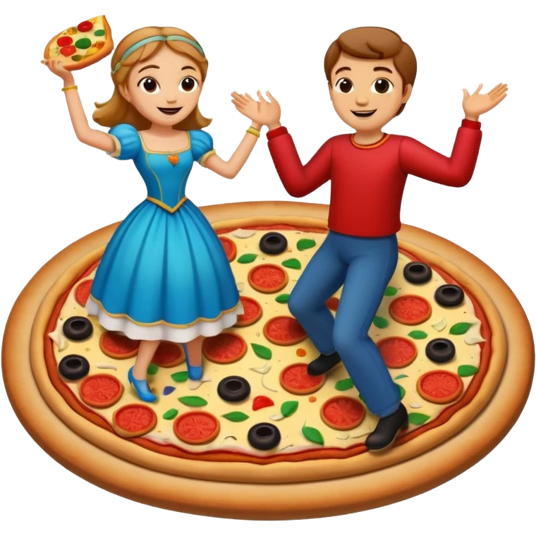 romeo et juliette qui dansent sur une pizza emoji
