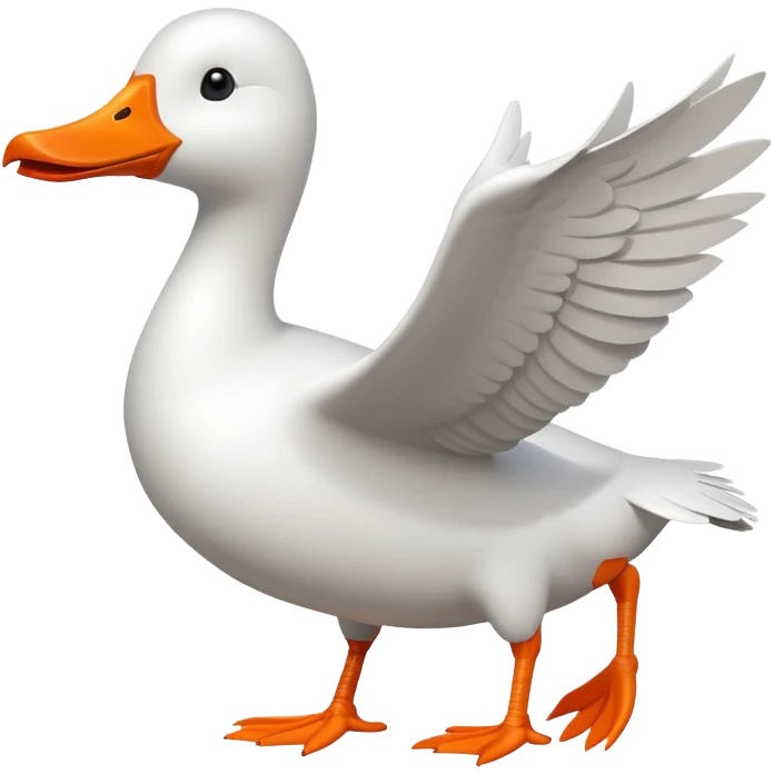A commercial passenger airplane with a white goose head and orange beak replacing the cockpit emoji
