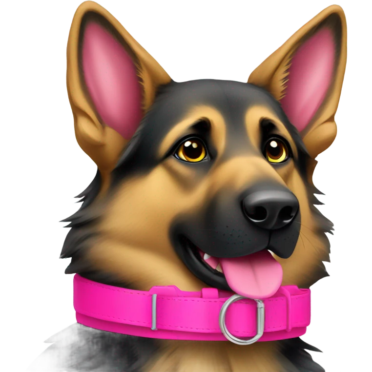 German shepherd with hot pink dog collar emoji