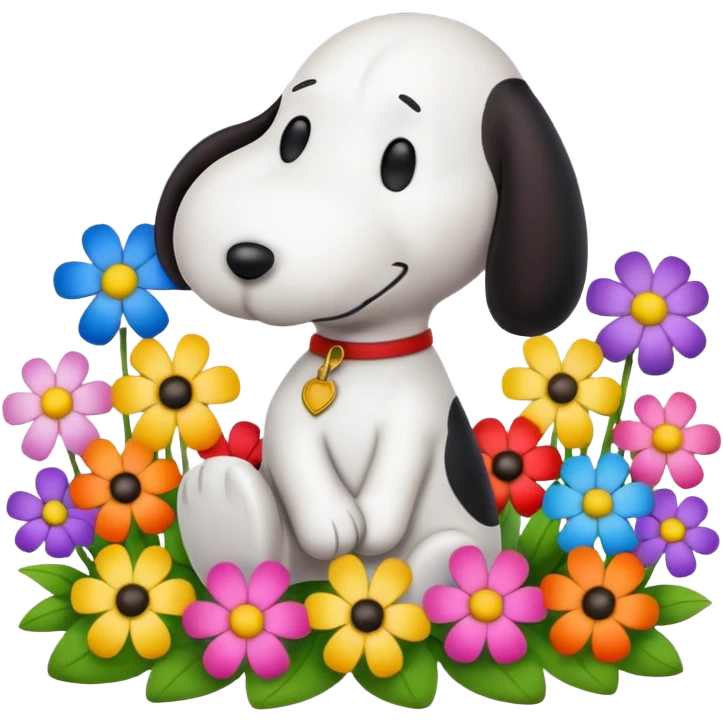 snoopy surrounded by flowers emoji