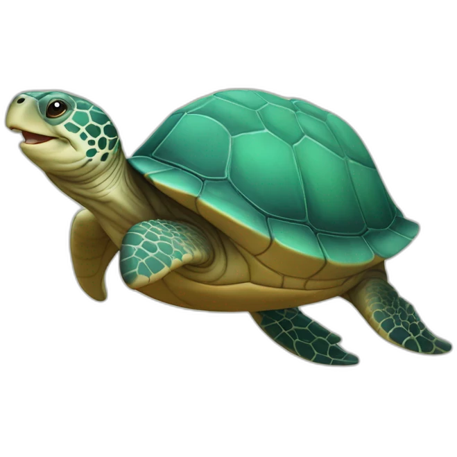 Tortue sur un dophin emoji