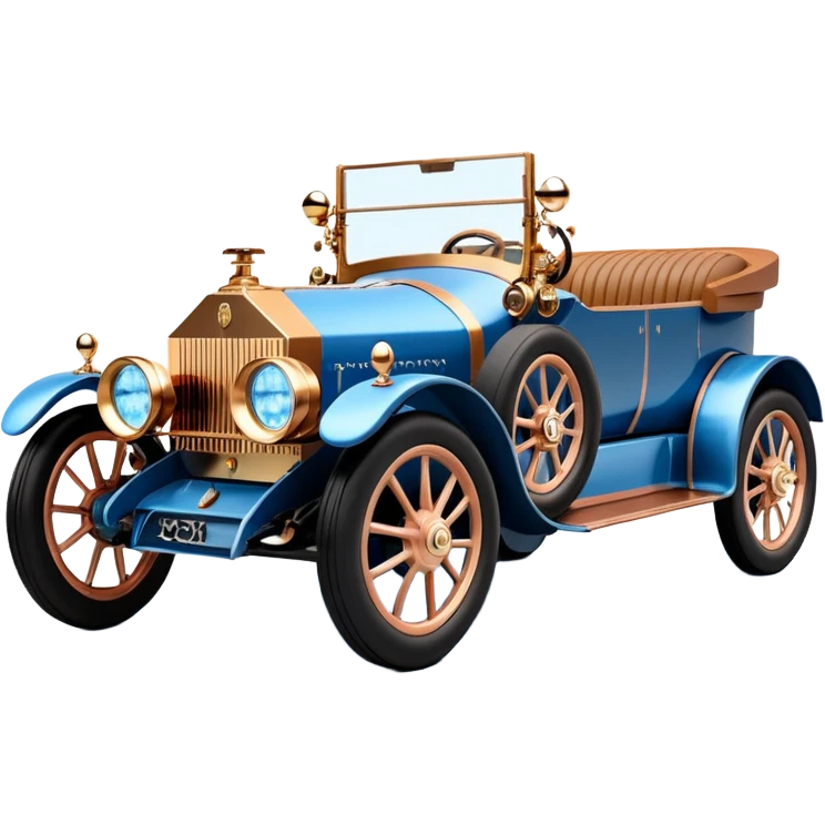  tarnished blue led lights C-3PO ghost buster’s 1927 delicately inlaid rose gold wood barrel accents Model-T x Rolls Royce efficiently powered by futuristic electric motors and dynamos with wide racing wheels that are strong agile advanced suspension and steering emoji