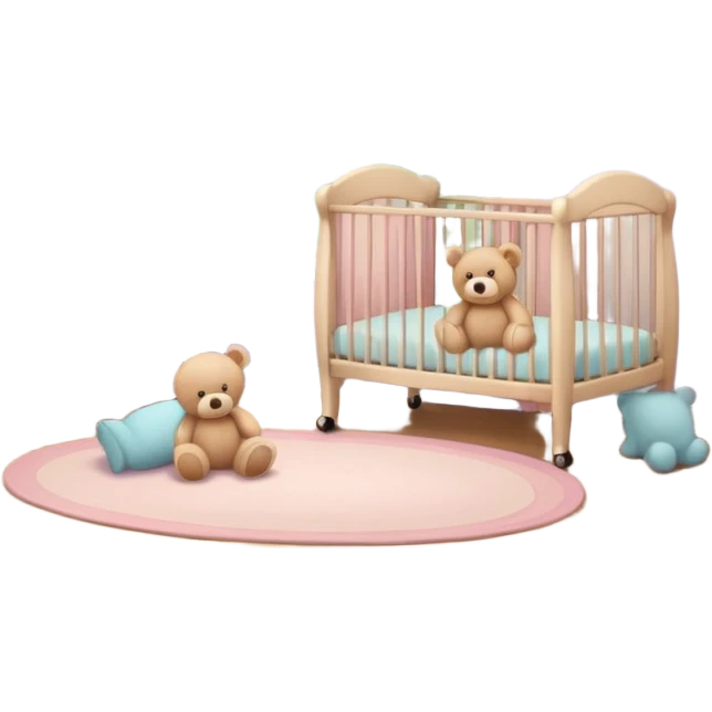 baby room, Cozy baby room with crib and teddy bear emoji