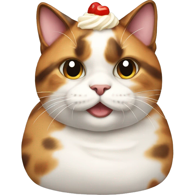 Realistic Fat calico cat with sundae emoji