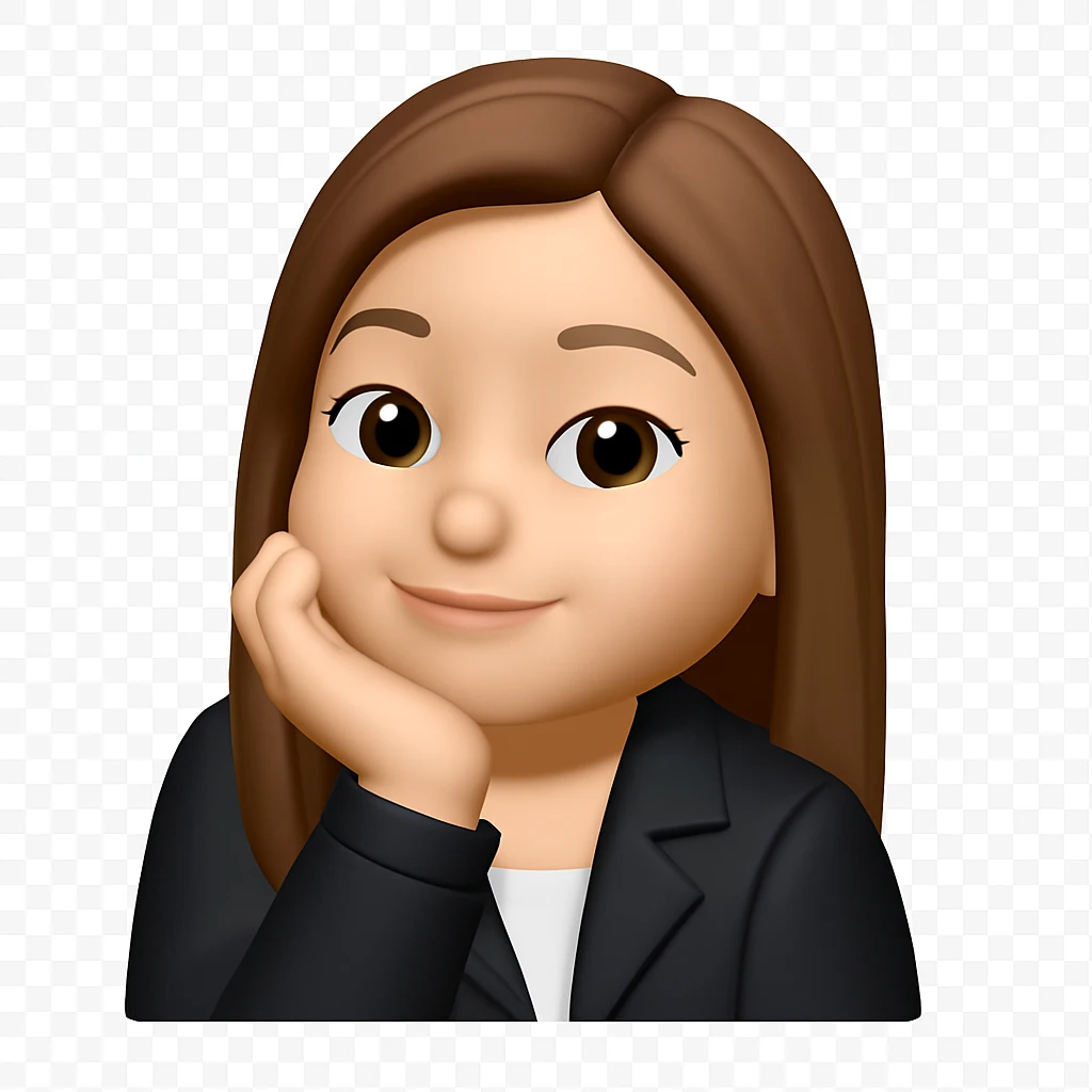 Convert this photo to a 3D emoji in Apple style, keeping the pose and expression, with a smooth, cartoon-like finish and no background. The style should resemble Apple's emoji style with a 3D look and smooth cartoonish features. emoji