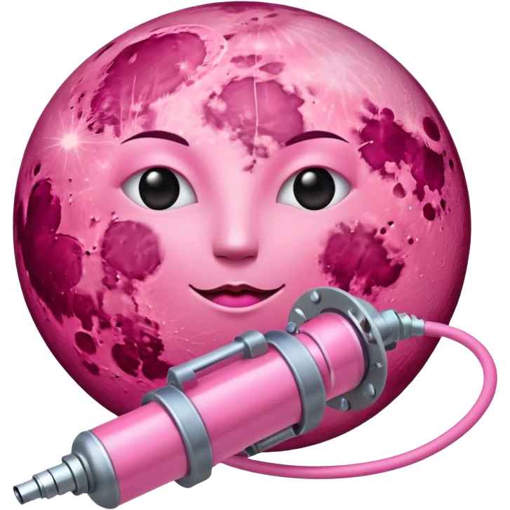 a pink full moon with a pink fuel pump, the fuel pump tube should be connected to the pink moon emoji